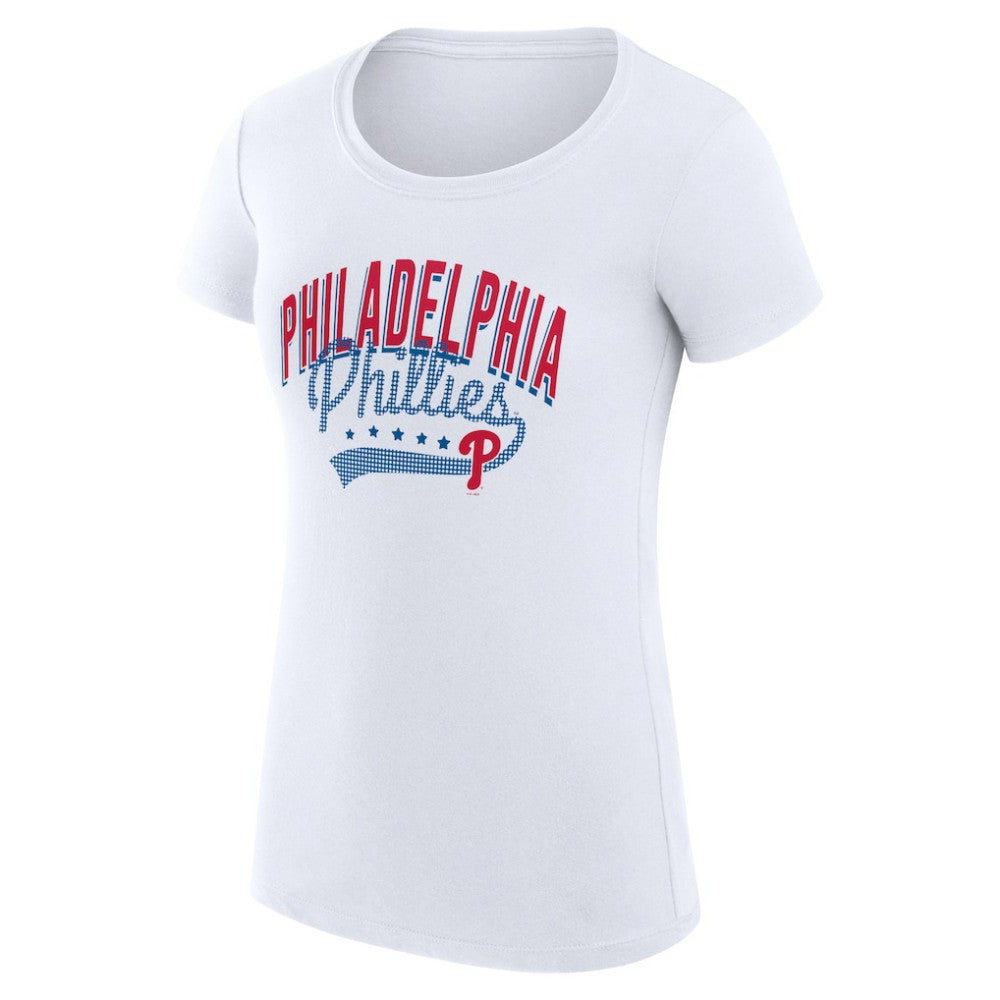Philadelphia Phillies G-III 4Her by Carl Banks Women's Super-Slim Fit Lightweight Filigree Team T-Shirt White