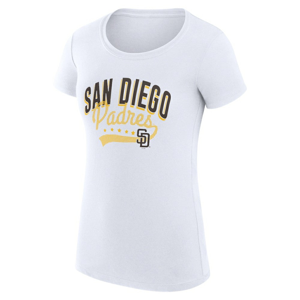 San Diego Padres G-III 4Her by Carl Banks Women's Super-Slim Fit Lightweight Filigree Team T-Shirt White