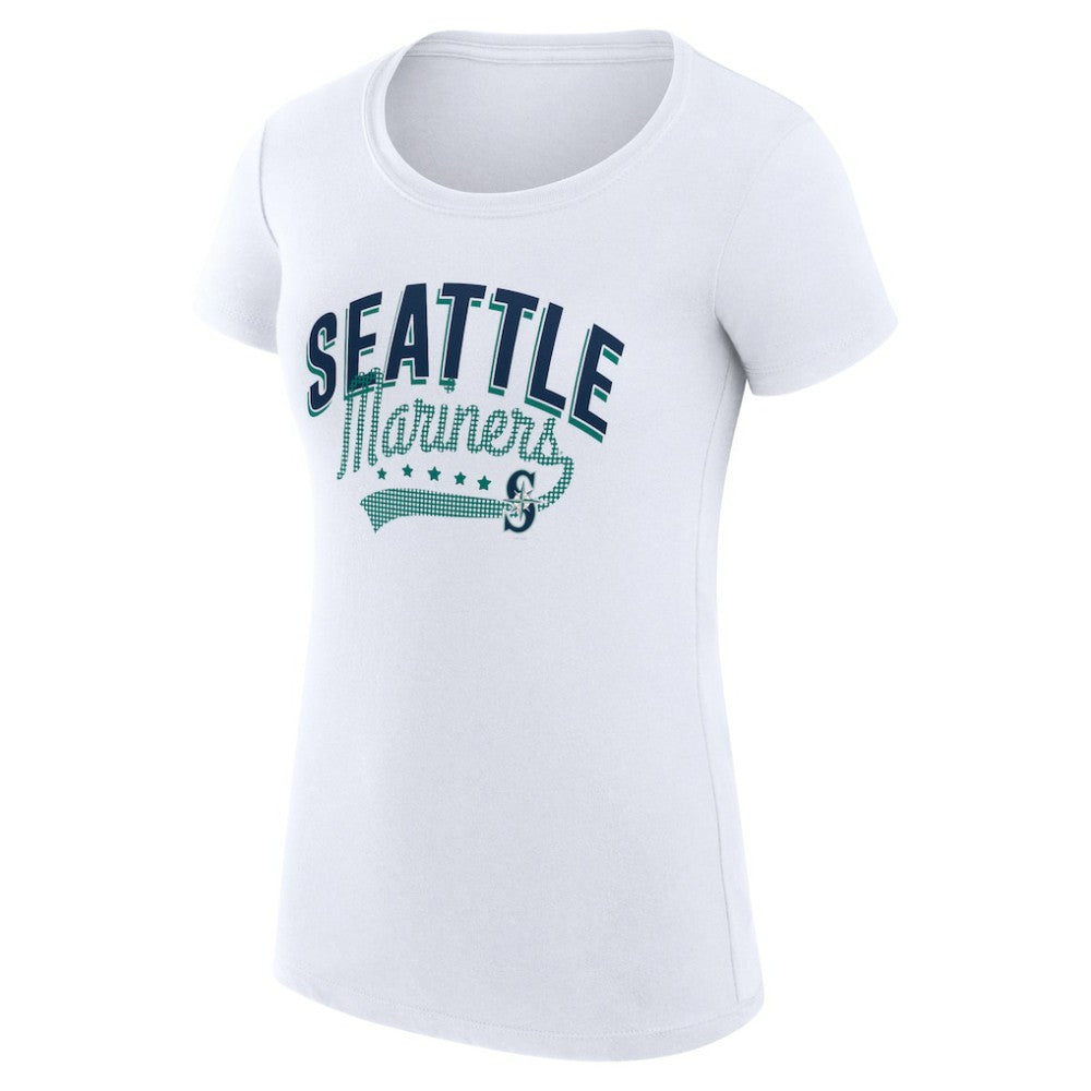 Seattle Mariners G-III 4Her by Carl Banks Women's Super-Slim Fit Lightweight Filigree Team T-Shirt White