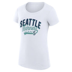 Seattle Mariners G-III 4Her by Carl Banks Women's Super-Slim Fit Lightweight Filigree Team T-Shirt White