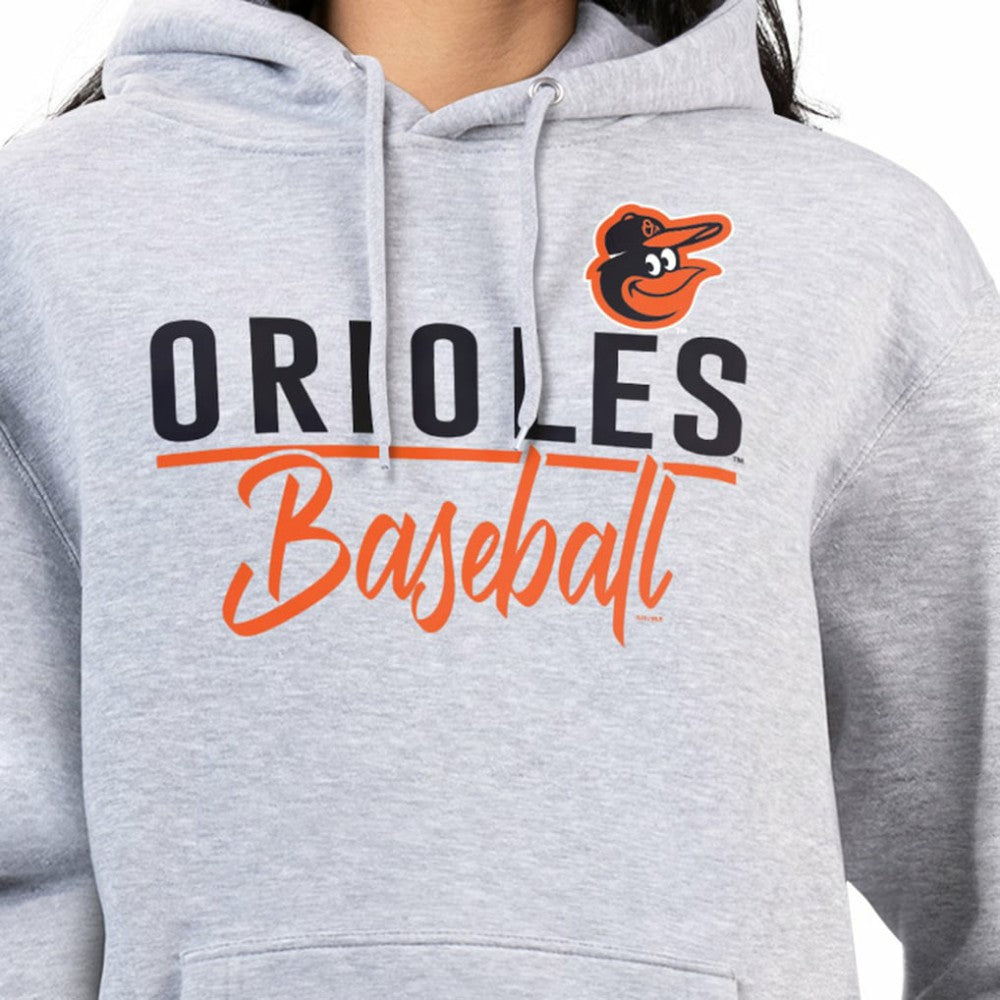 Baltimore Orioles G-III 4Her by Carl Banks Women's Team Fleece Pullover Hoodie Heather Gray