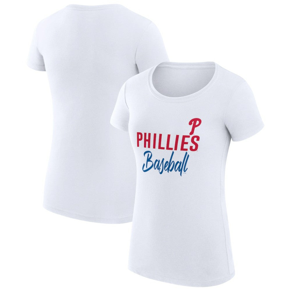 Philadelphia Phillies G-III 4Her by Carl Banks Women's Super-Slim Fit Lightweight Team Graphic T-Shirt White