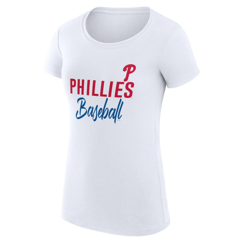 Philadelphia Phillies G-III 4Her by Carl Banks Women's Super-Slim Fit Lightweight Team Graphic T-Shirt White