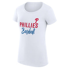 Philadelphia Phillies G-III 4Her by Carl Banks Women's Super-Slim Fit Lightweight Team Graphic T-Shirt White