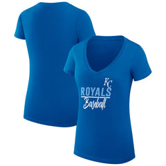 Kansas City Royals G-III 4Her by Carl Banks Women's Super-Slim Fit Lightweight Team Graphic V-Neck T-Shirt Royal