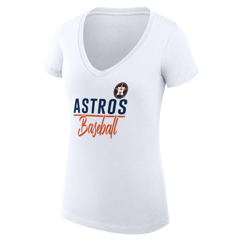 Houston Astros G-III 4Her by Carl Banks Women's Super-Slim Fit Lightweight Team Graphic V-Neck T-Shirt White