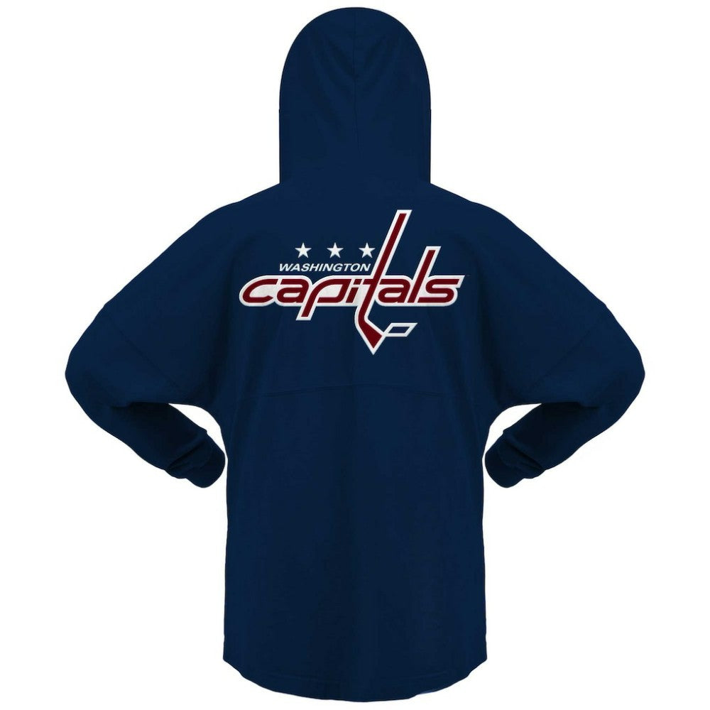 Washington Capitals Fanatics Women's Jersey Lace-Up V-Neck Long Sleeve Hoodie T-Shirt Navy