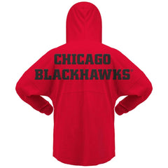 Chicago Blackhawks Fanatics Women's Jersey Lace-Up V-Neck Long Sleeve Hoodie T-Shirt Red
