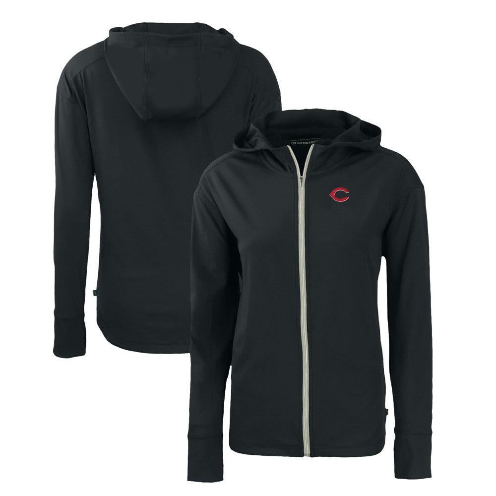 Cincinnati Reds Cutter & Buck Women's Daybreak Eco Recycled Full-Zip Hoodie Black