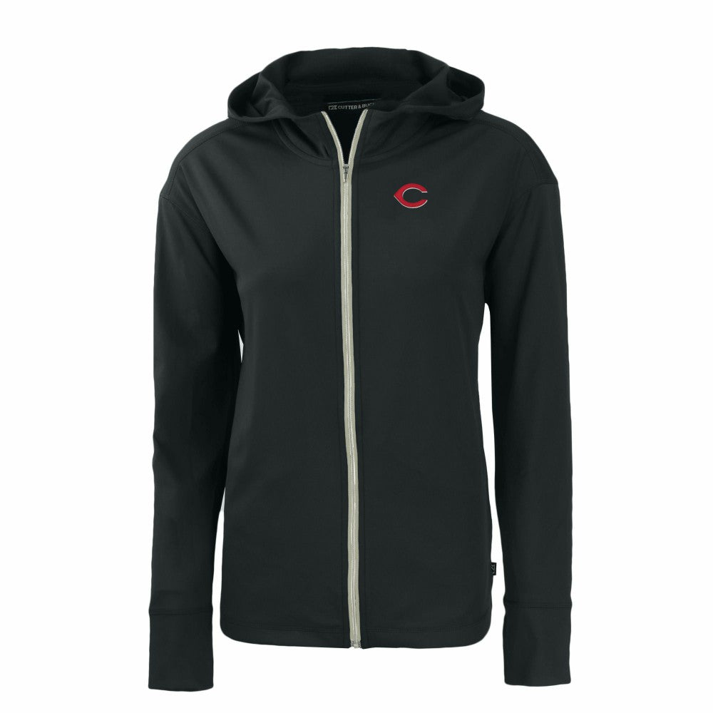 Cincinnati Reds Cutter & Buck Women's Daybreak Eco Recycled Full-Zip Hoodie Black
