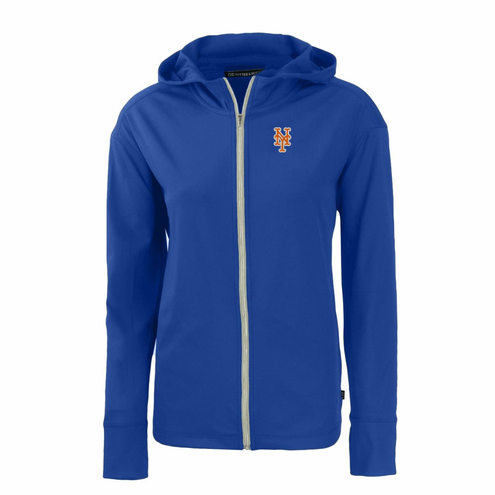 New York Mets Cutter & Buck Women's Daybreak Eco Recycled Full-Zip Hoodie Royal