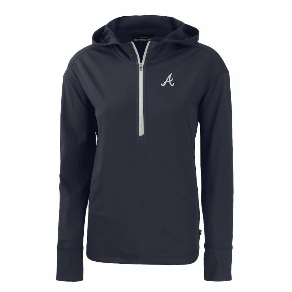 Atlanta Braves Cutter & Buck Women's Daybreak Eco Recycled Half-Zip Hoodie Navy