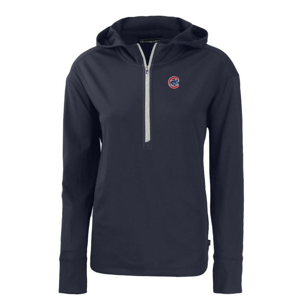 Chicago Cubs Cutter & Buck Women's Daybreak Eco Recycled Half-Zip Hoodie Navy