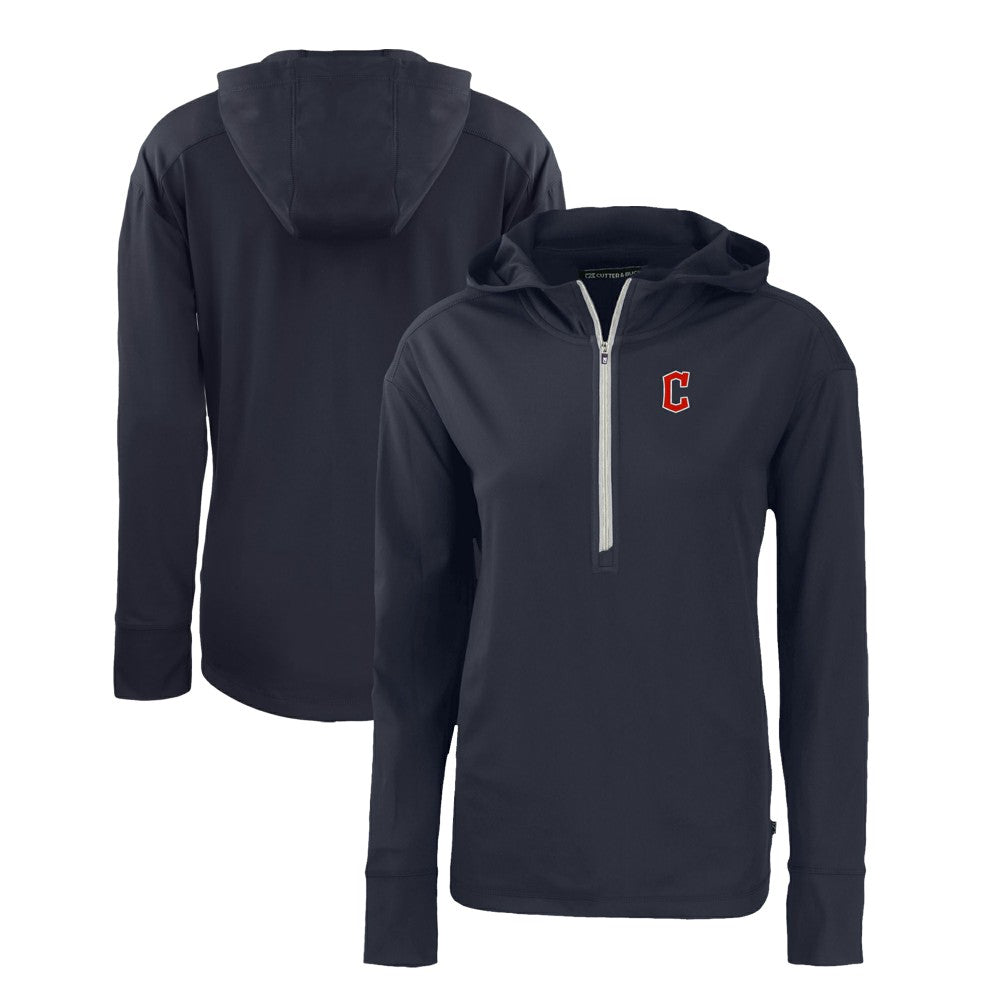Cleveland Guardians Cutter & Buck Women's Daybreak Eco Recycled Half-Zip Hoodie Navy
