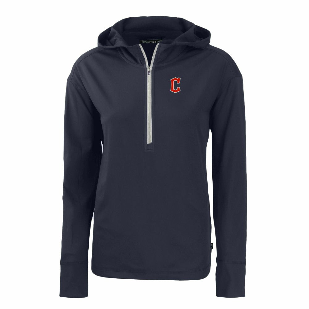 Cleveland Guardians Cutter & Buck Women's Daybreak Eco Recycled Half-Zip Hoodie Navy