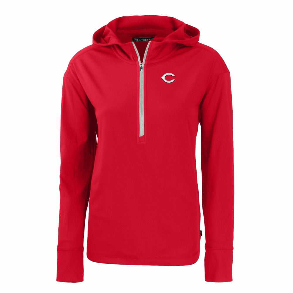 Cincinnati Reds Cutter & Buck Women's Daybreak Eco Recycled Half-Zip Hoodie Red