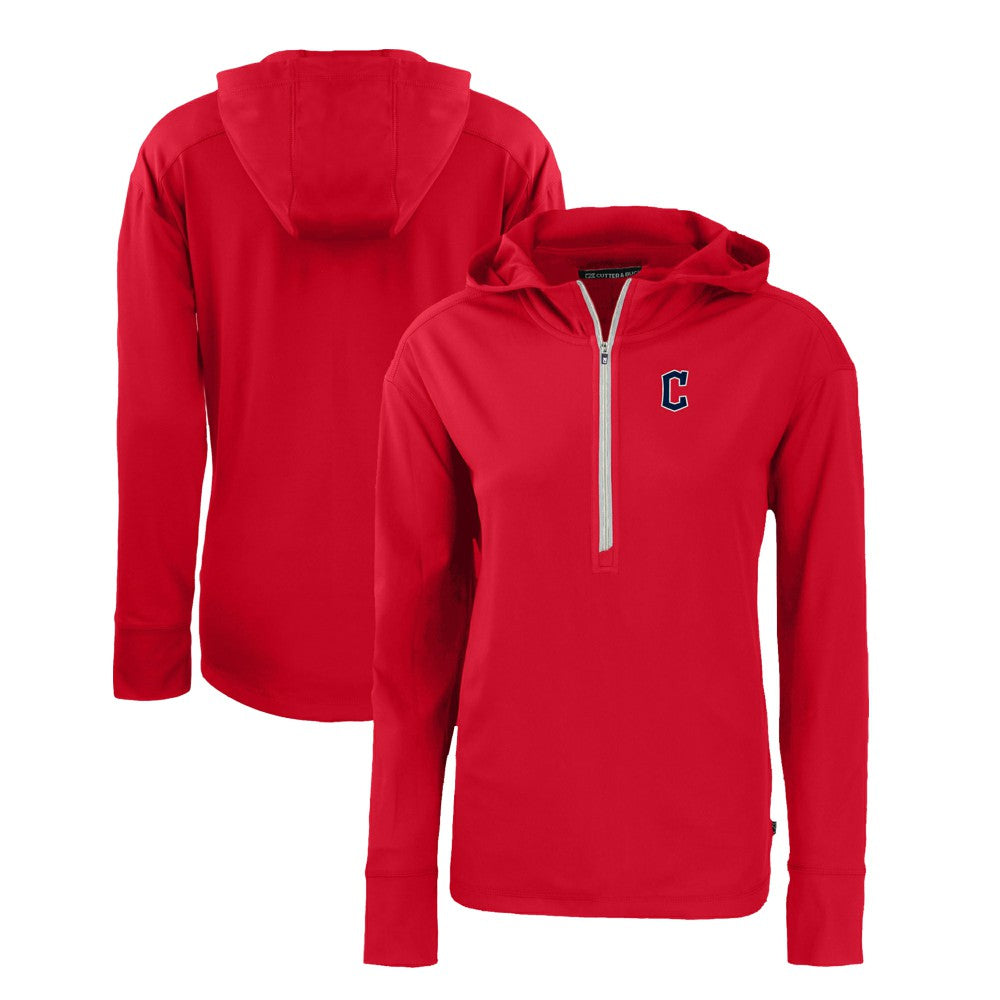 Cleveland Guardians Cutter & Buck Women's Daybreak Eco Recycled Half-Zip Hoodie Red