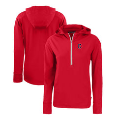 Cleveland Guardians Cutter & Buck Women's Daybreak Eco Recycled Half-Zip Hoodie Red