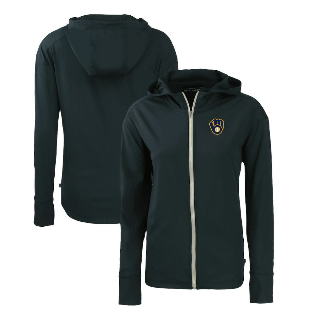 Milwaukee Brewers Cutter & Buck Women's Daybreak Eco Recycled Full-Zip Hoodie Navy