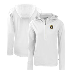 Milwaukee Brewers Cutter & Buck Women's Daybreak Eco Recycled Half-Zip Hoodie White
