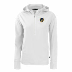 Milwaukee Brewers Cutter & Buck Women's Daybreak Eco Recycled Half-Zip Hoodie White