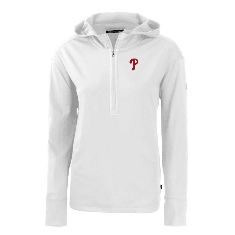 Philadelphia Phillies Cutter & Buck Women's Daybreak Eco Recycled Half-Zip Hoodie White