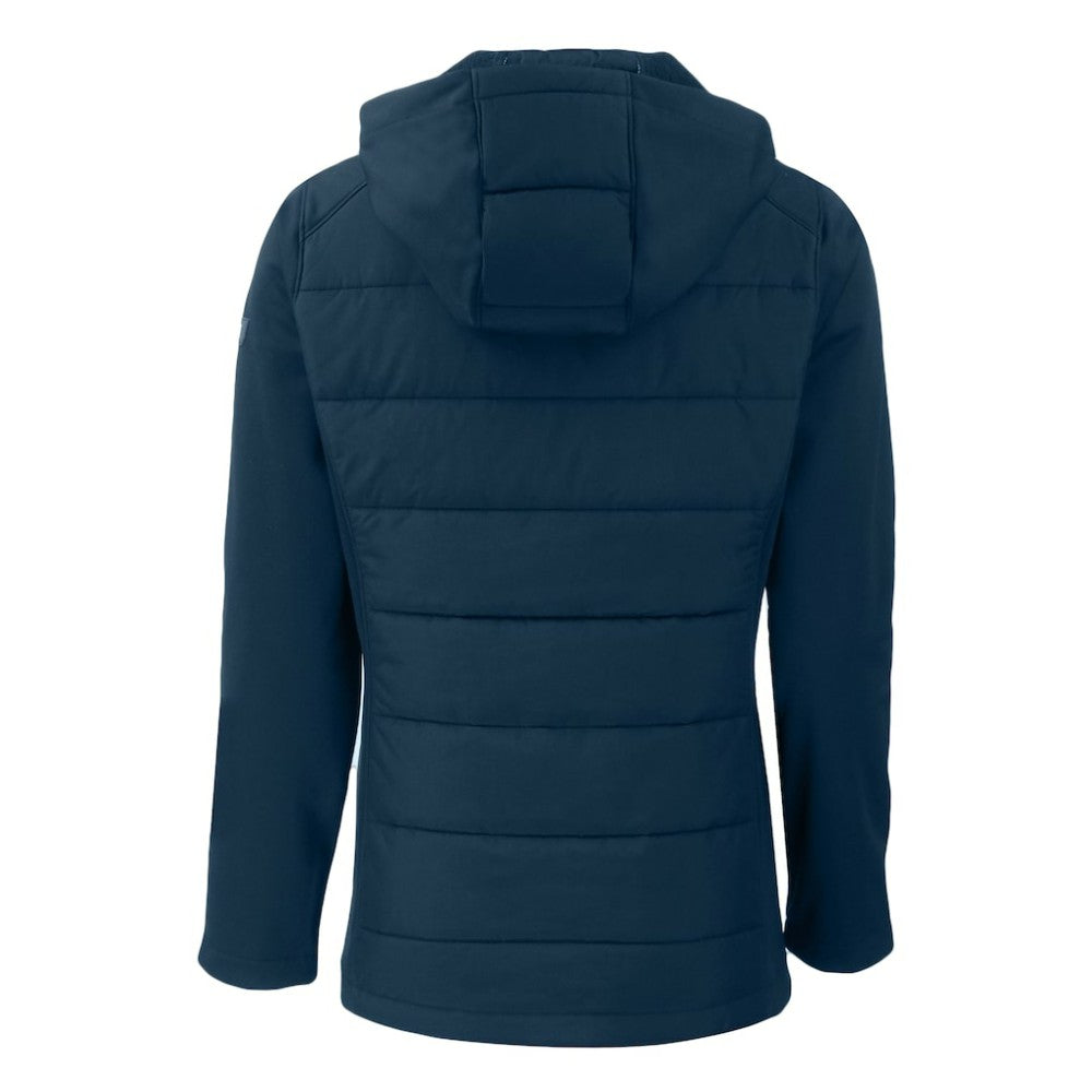 Philadelphia Phillies Cutter & Buck Women's Evoke Hybrid Eco Softshell Recycled Full-Zip Hoodie Jacket Navy