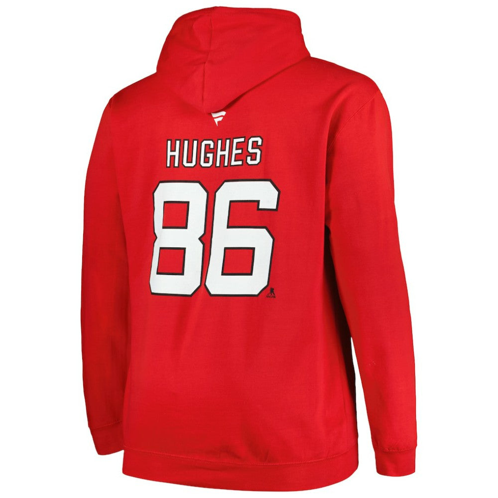 Jack Hughes New Jersey Devils Profile Big & Tall Name & Number Pullover Hoodie Red
