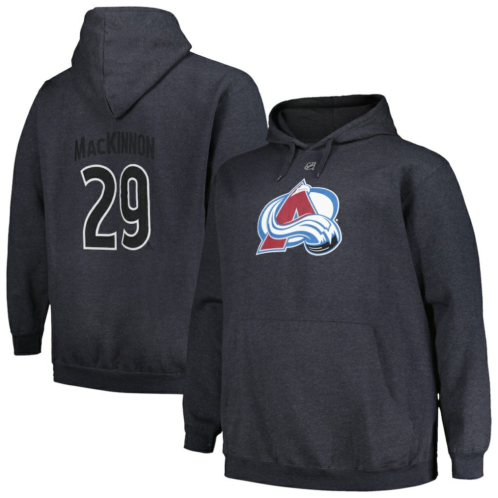 Nathan MacKinnon Colorado Avalanche Profile Big & Tall Name & Number Pullover Hoodie Charcoal