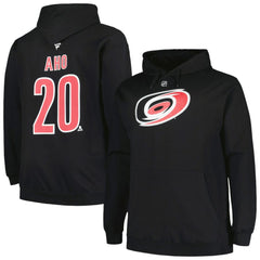 Sebastian Aho Carolina Hurricanes Profile Big & Tall Name & Number Pullover Hoodie Black