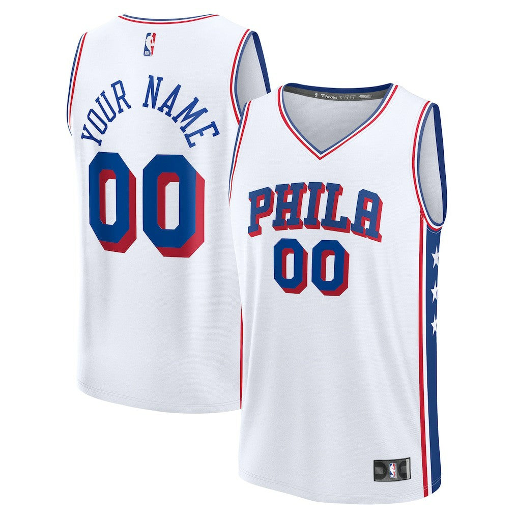 Philadelphia 76ers Fast Break Custom Jersey - Association Edition - White
