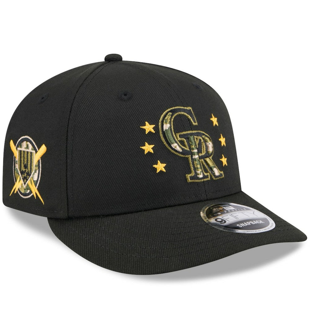 Colorado Rockies 2024 Armed Forces Day Low Profile 9FIFTY Snapback Hat Black | New Era