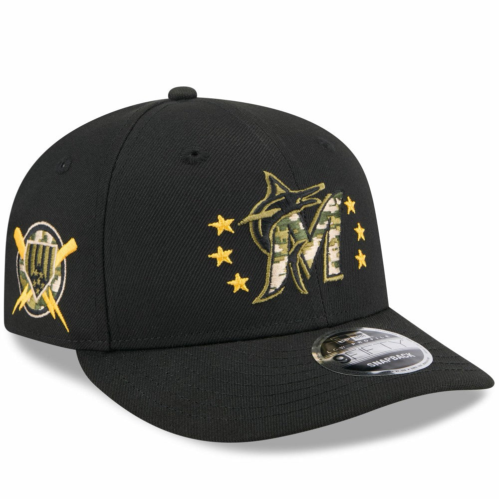 Miami Marlins 2024 Armed Forces Day Low Profile 9FIFTY Snapback Hat Black | New Era