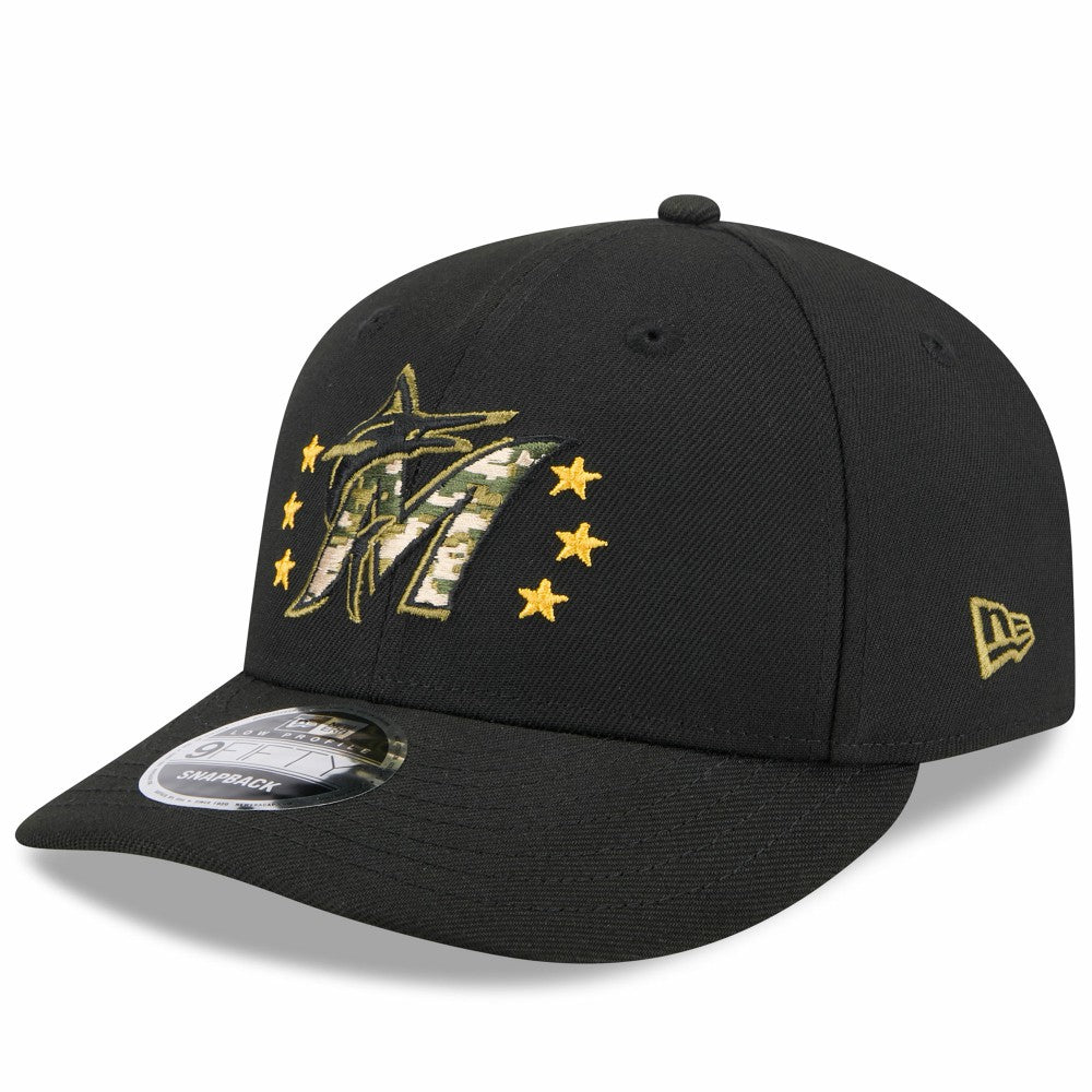 Miami Marlins 2024 Armed Forces Day Low Profile 9FIFTY Snapback Hat Black | New Era