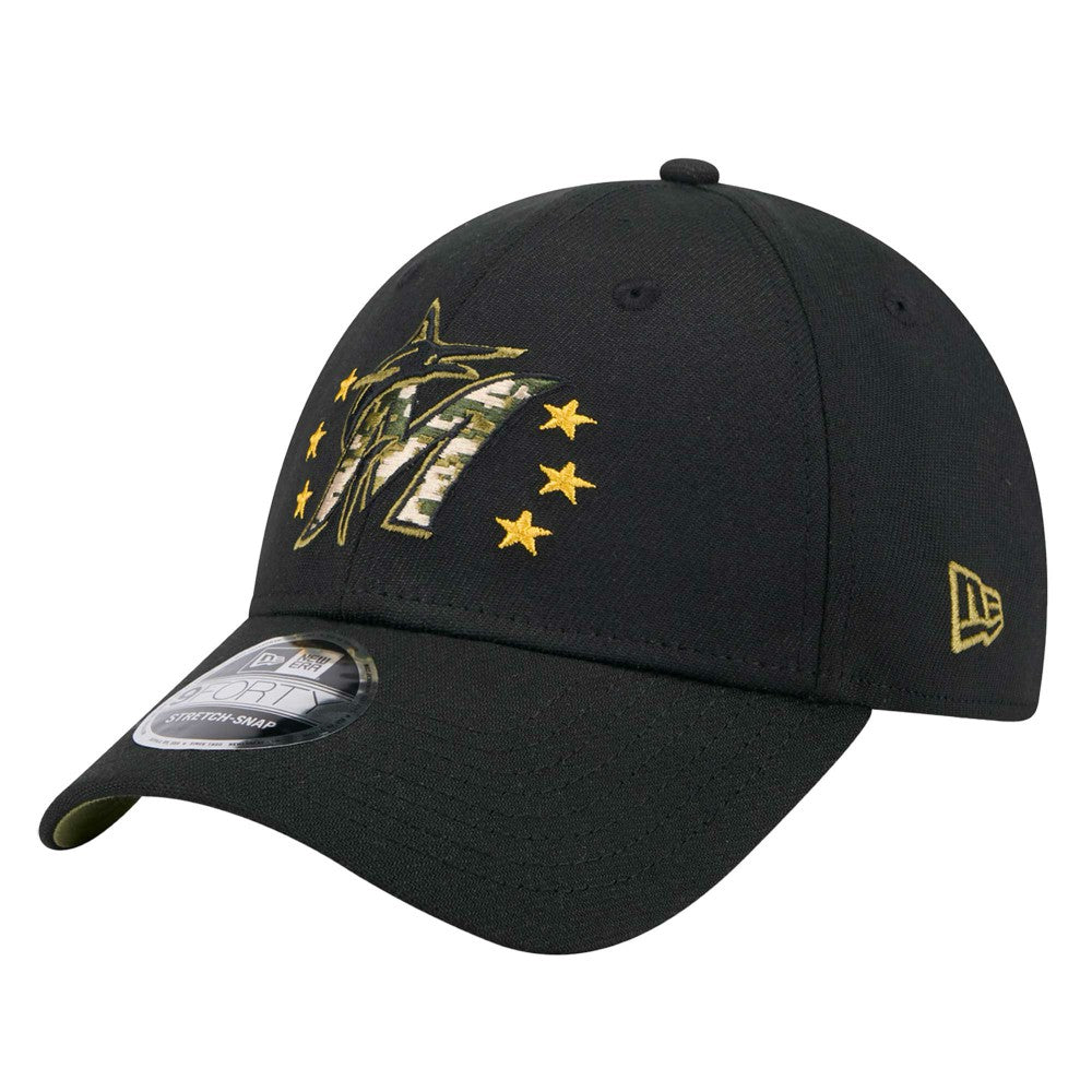 Miami Marlins 2024 Armed Forces Day 9FORTY Adjustable Hat Black | New Era