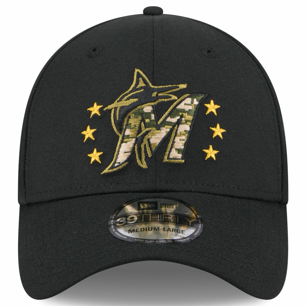 Miami Marlins 2024 Armed Forces Day 39THIRTY Flex Hat Black | New Era