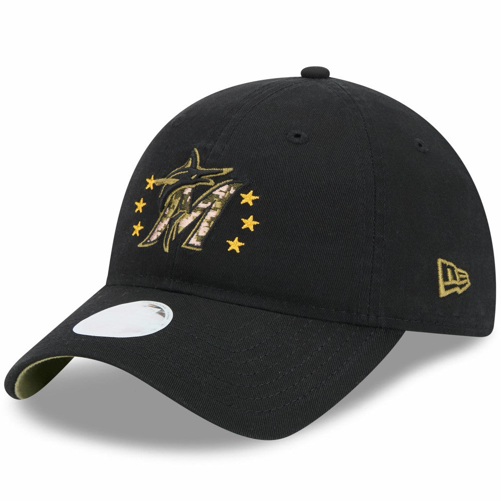 Miami Marlins Women's 2024 Armed Forces Day 9TWENTY Adjustable Hat Black | New Era