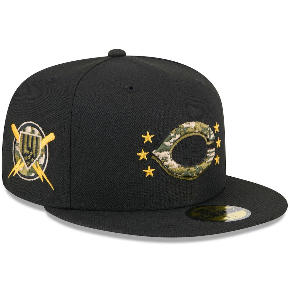 Cincinnati Reds 2024 Armed Forces Day On-Field 59FIFTY Fitted Hat Black | New Era