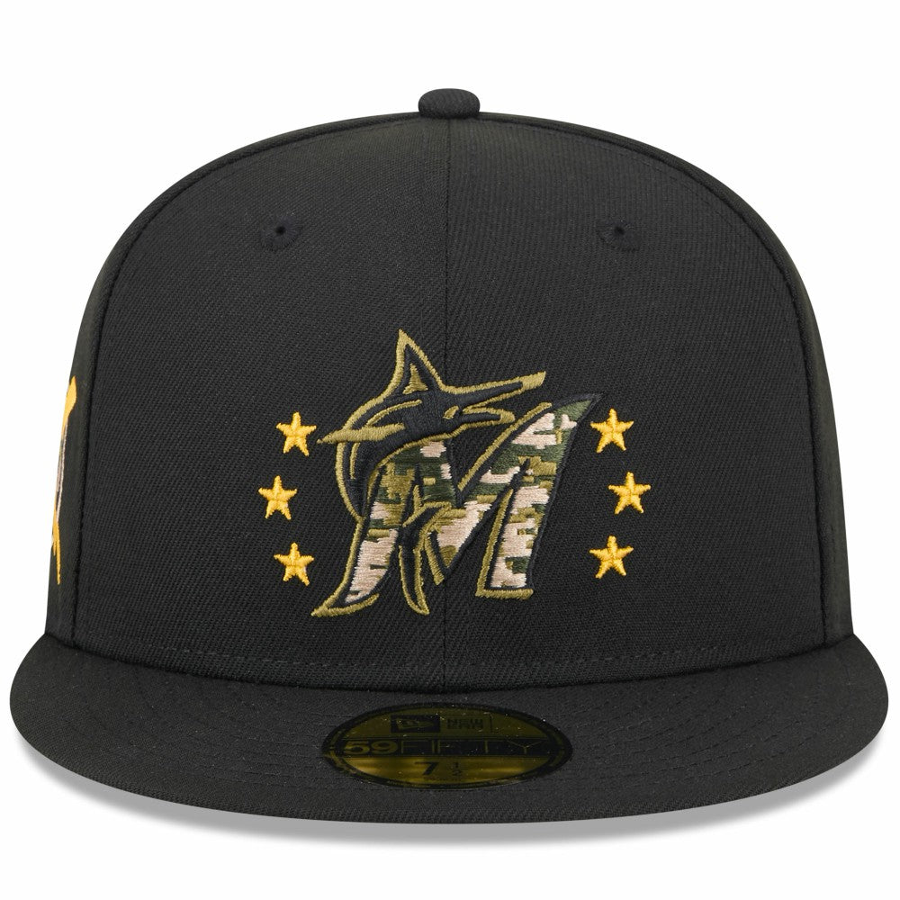 Miami Marlins 2024 Armed Forces Day On-Field 59FIFTY Fitted Hat Black | New Era