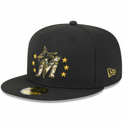 Miami Marlins 2024 Armed Forces Day On-Field 59FIFTY Fitted Hat Black | New Era