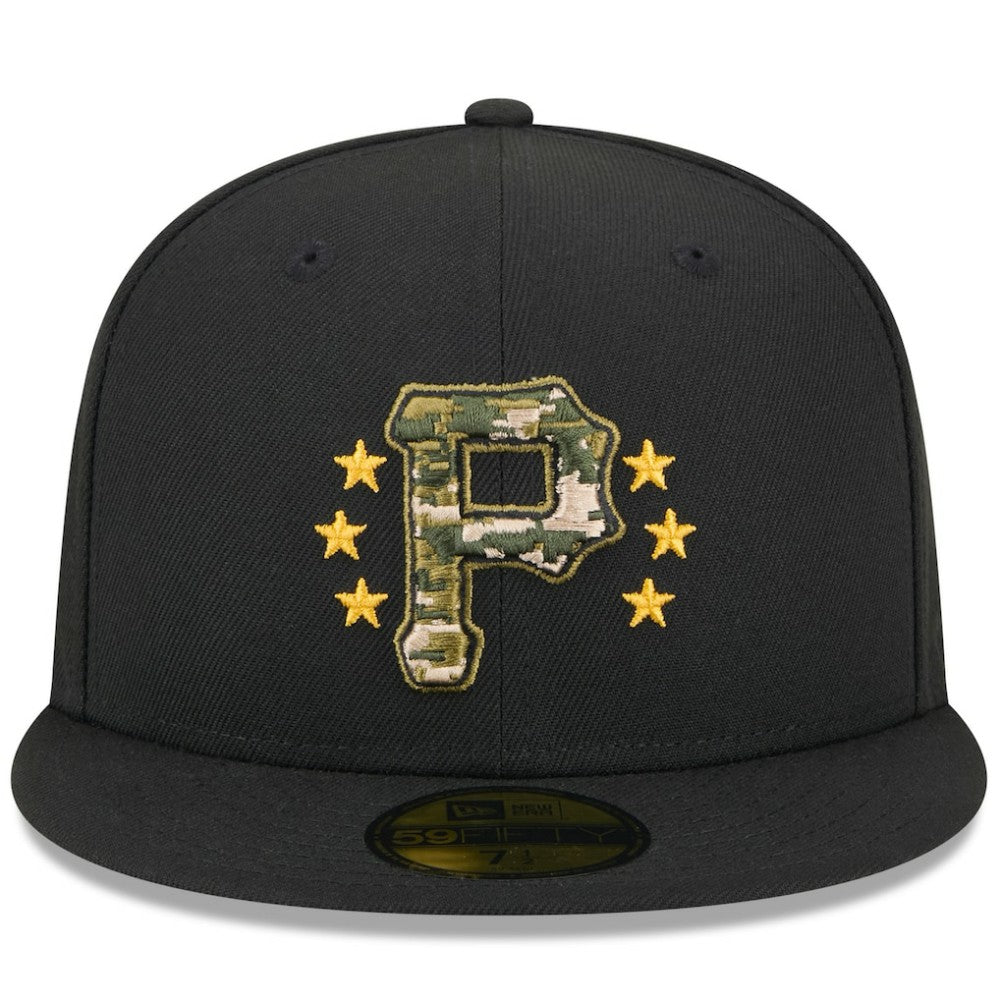 Pittsburgh Pirates 2024 Armed Forces Day On-Field 59FIFTY Fitted Hat Black | New Era