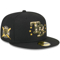 Tampa Bay Rays 2024 Armed Forces Day On-Field 59FIFTY Fitted Hat Black | New Era