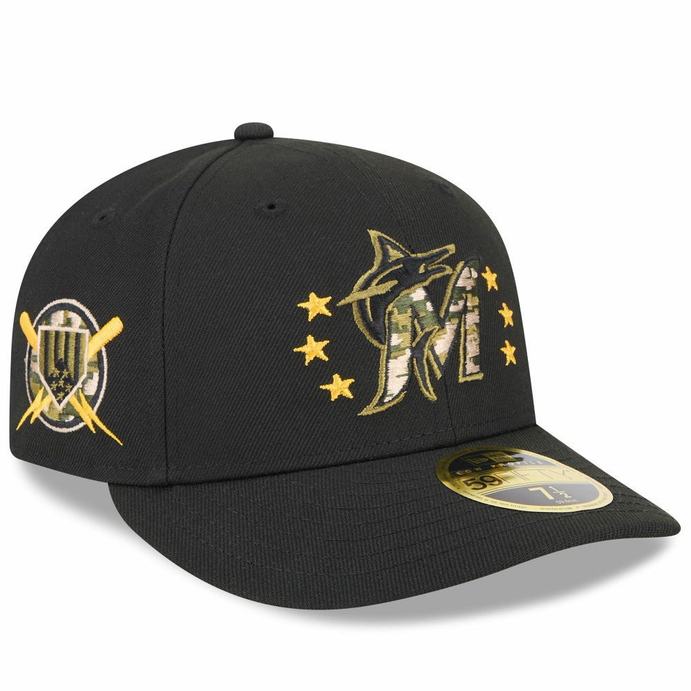 Miami Marlins 2024 Armed Forces Day Low Profile 59FIFTY Fitted Hat Black | New Era
