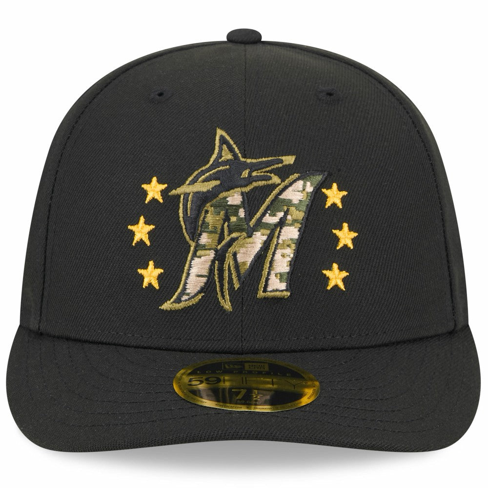 Miami Marlins 2024 Armed Forces Day Low Profile 59FIFTY Fitted Hat Black | New Era