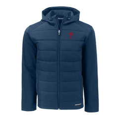 Philadelphia Phillies Cutter & Buck Big & Tall Evoke Hybrid Eco Softshell Recycled Full-Zip Hoodie Navy