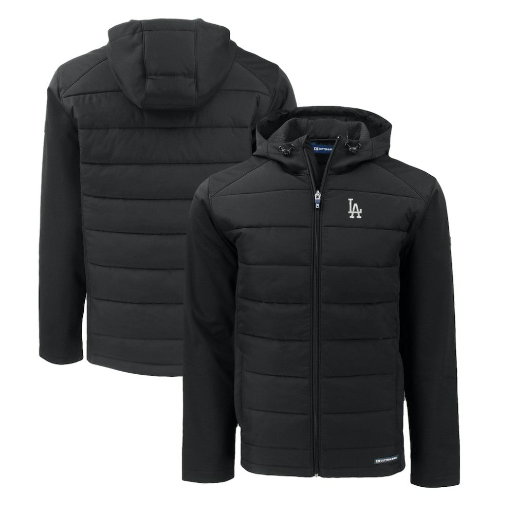 Los Angeles Dodgers Cutter & Buck Evoke Hybrid Eco Softshell Recycled Full-Zip Hoodie Black