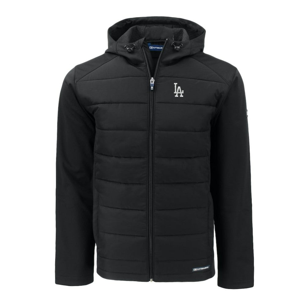 Los Angeles Dodgers Cutter & Buck Evoke Hybrid Eco Softshell Recycled Full-Zip Hoodie Black