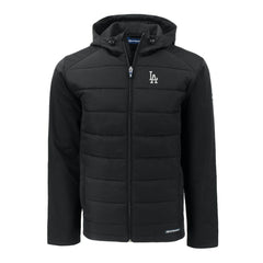 Los Angeles Dodgers Cutter & Buck Evoke Hybrid Eco Softshell Recycled Full-Zip Hoodie Black