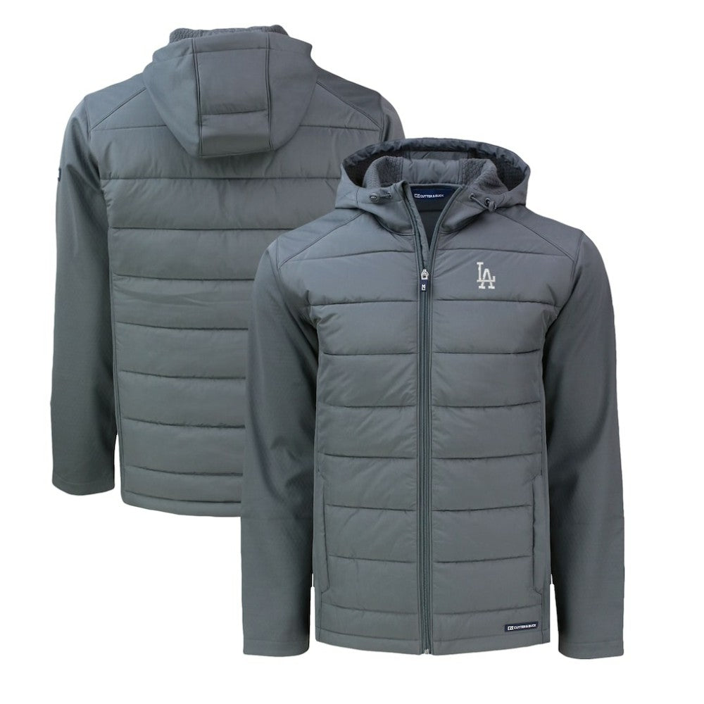 Los Angeles Dodgers Cutter & Buck Evoke Hybrid Eco Softshell Recycled Full-Zip Hoodie Gray