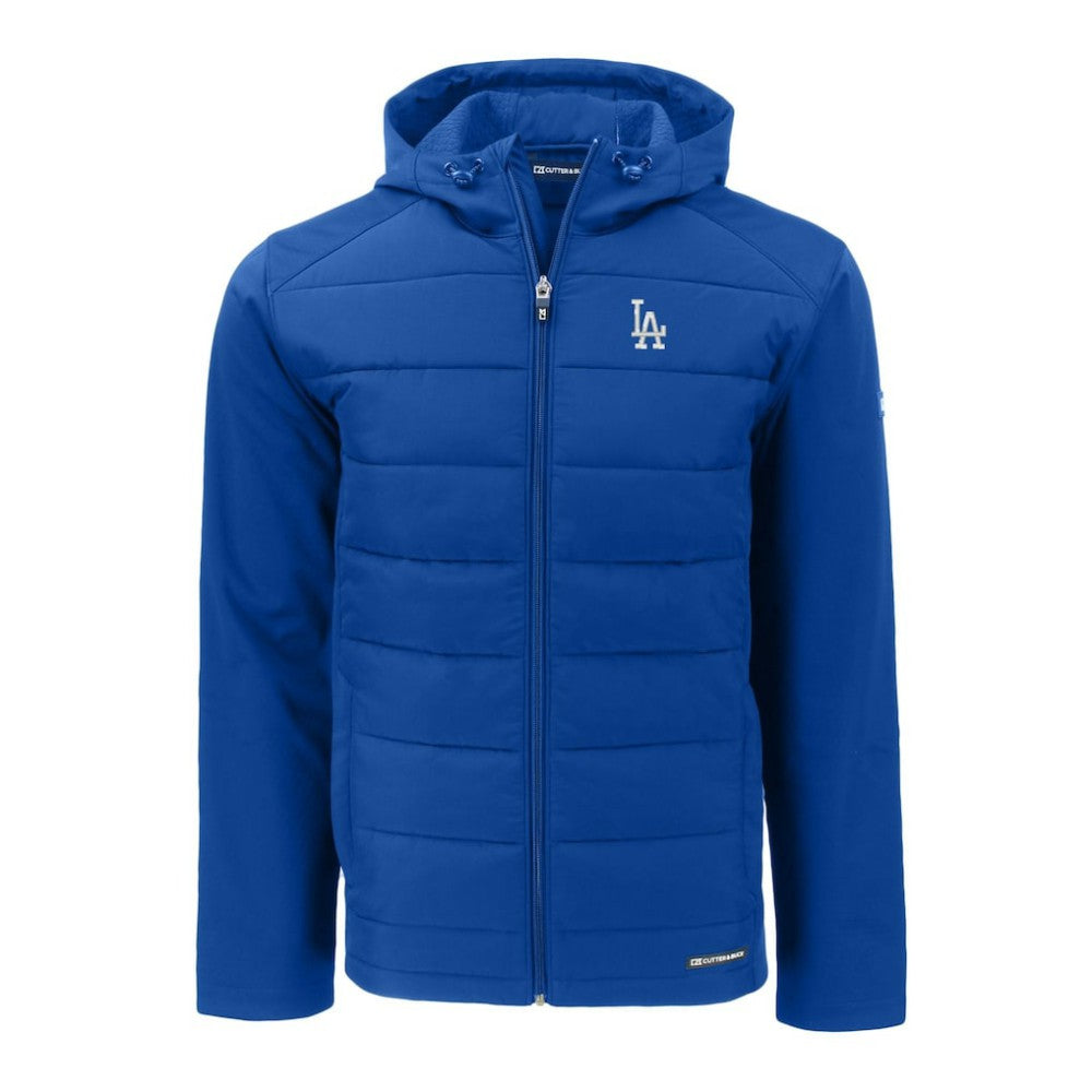Los Angeles Dodgers Cutter & Buck Evoke Hybrid Eco Softshell Recycled Full-Zip Hoodie Royal